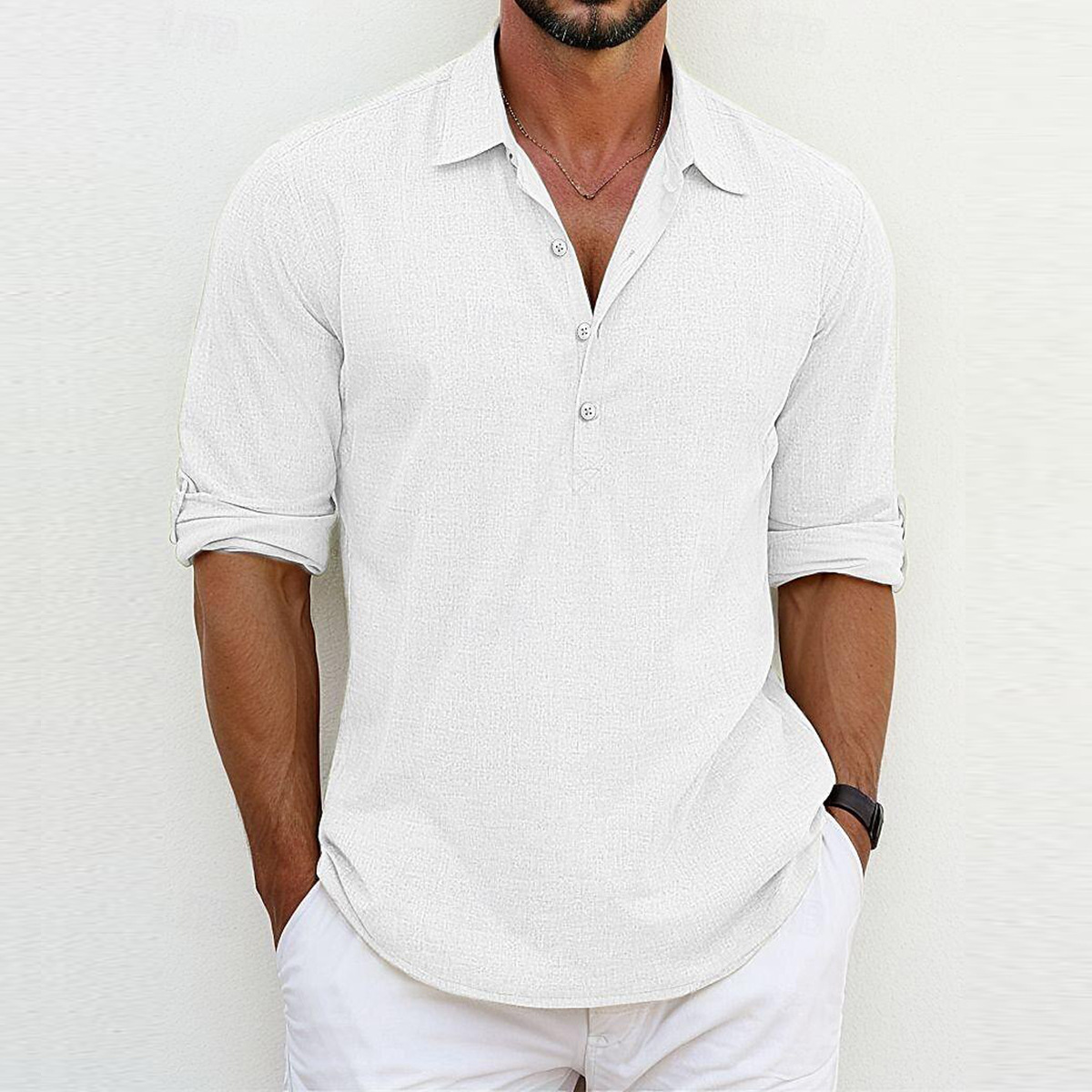 Men's Long Sleeve Linen Shirt