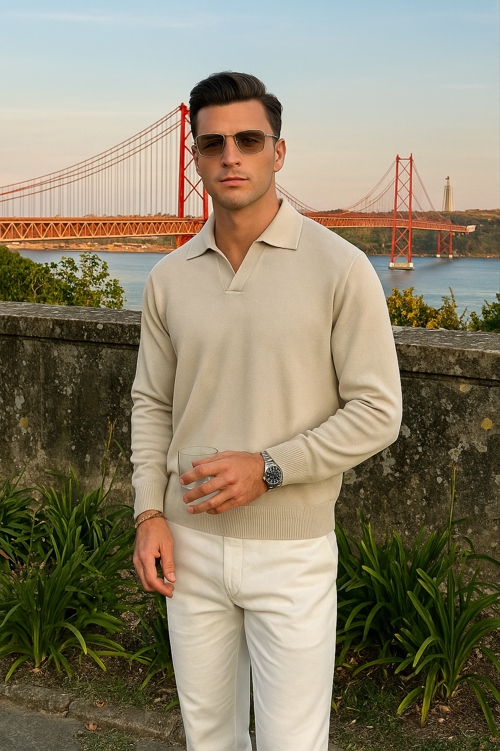 Men's Long Sleeve Polo Shirt - Comfortable Fit for Casual Wear