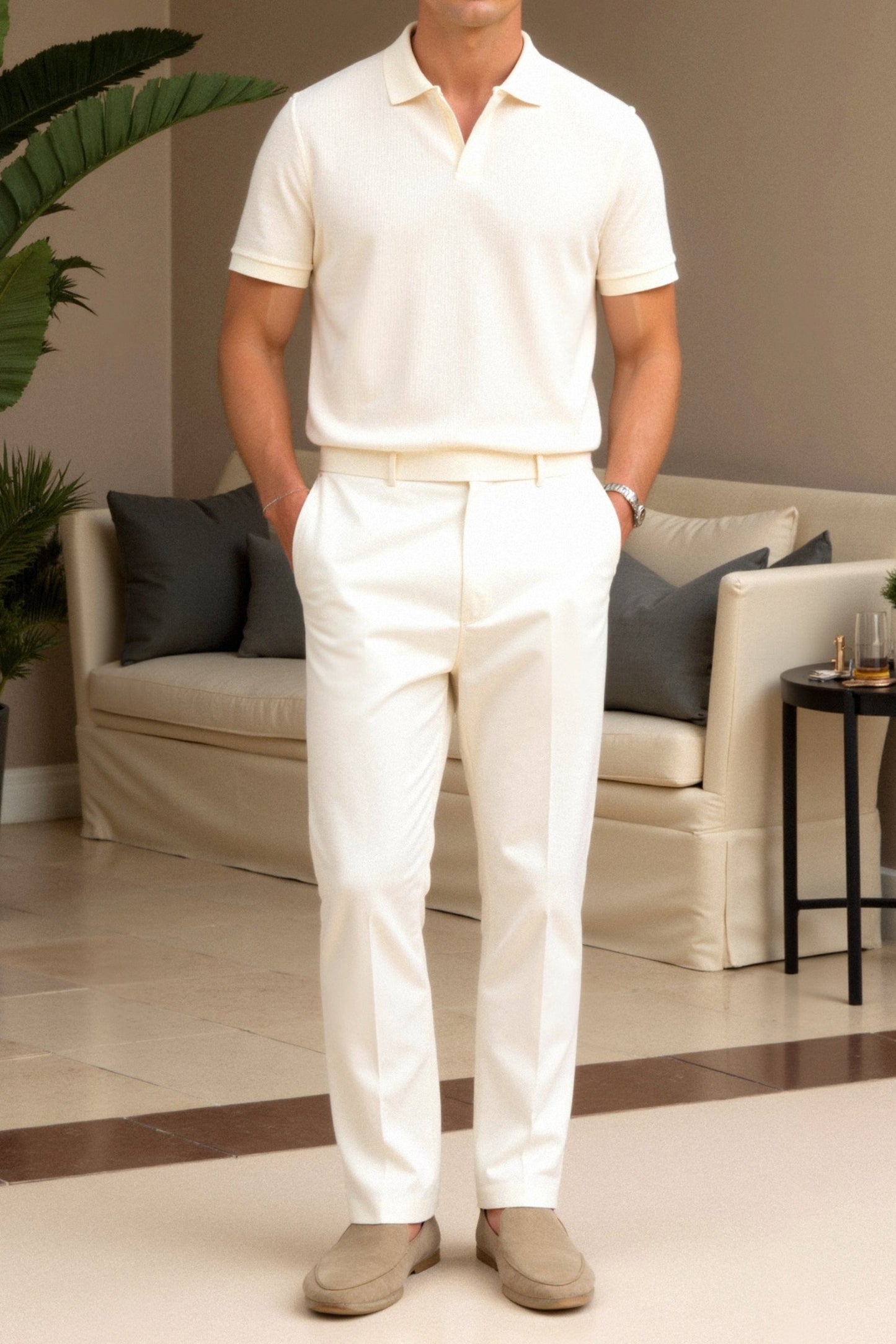 Men's Short Sleeve V-Neck Polo Shirt