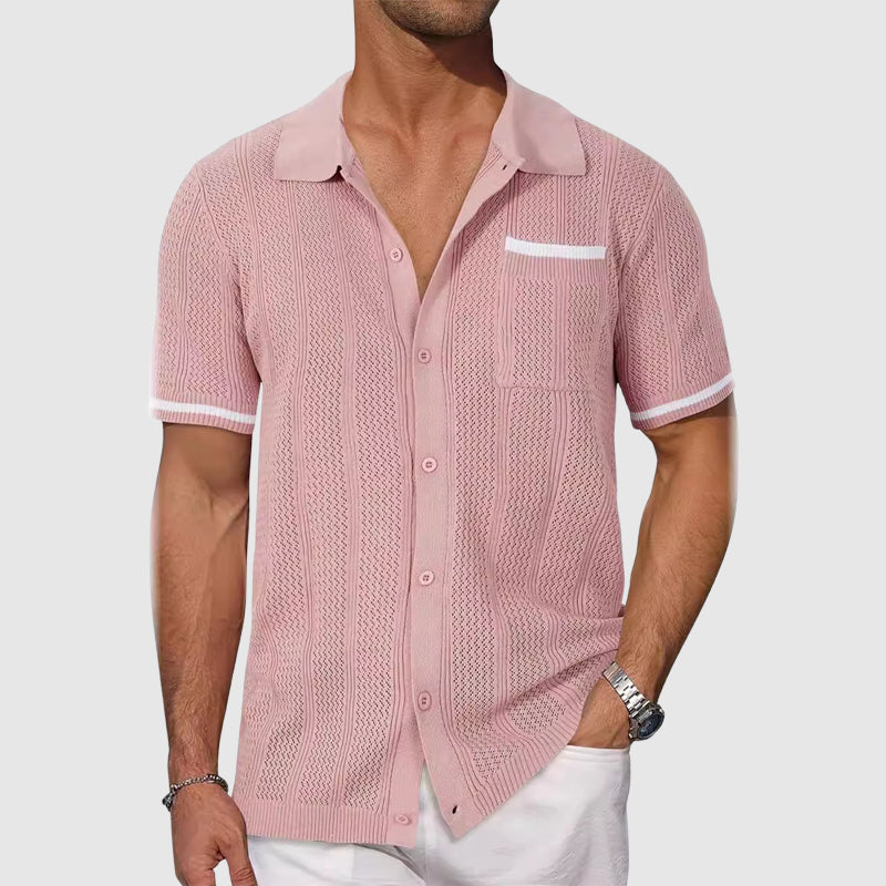 Men's Tailored Shirt – Camp Collar with Contrast Piping