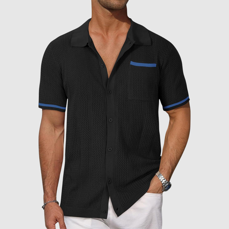 Men's Tailored Shirt – Camp Collar with Contrast Piping
