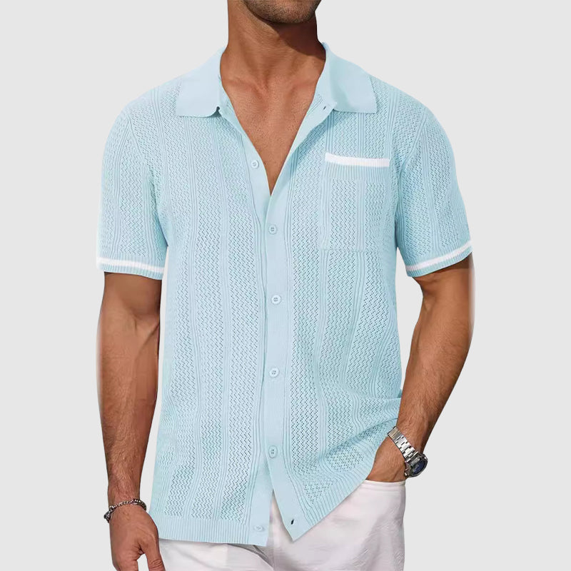 Men's Tailored Shirt – Camp Collar with Contrast Piping