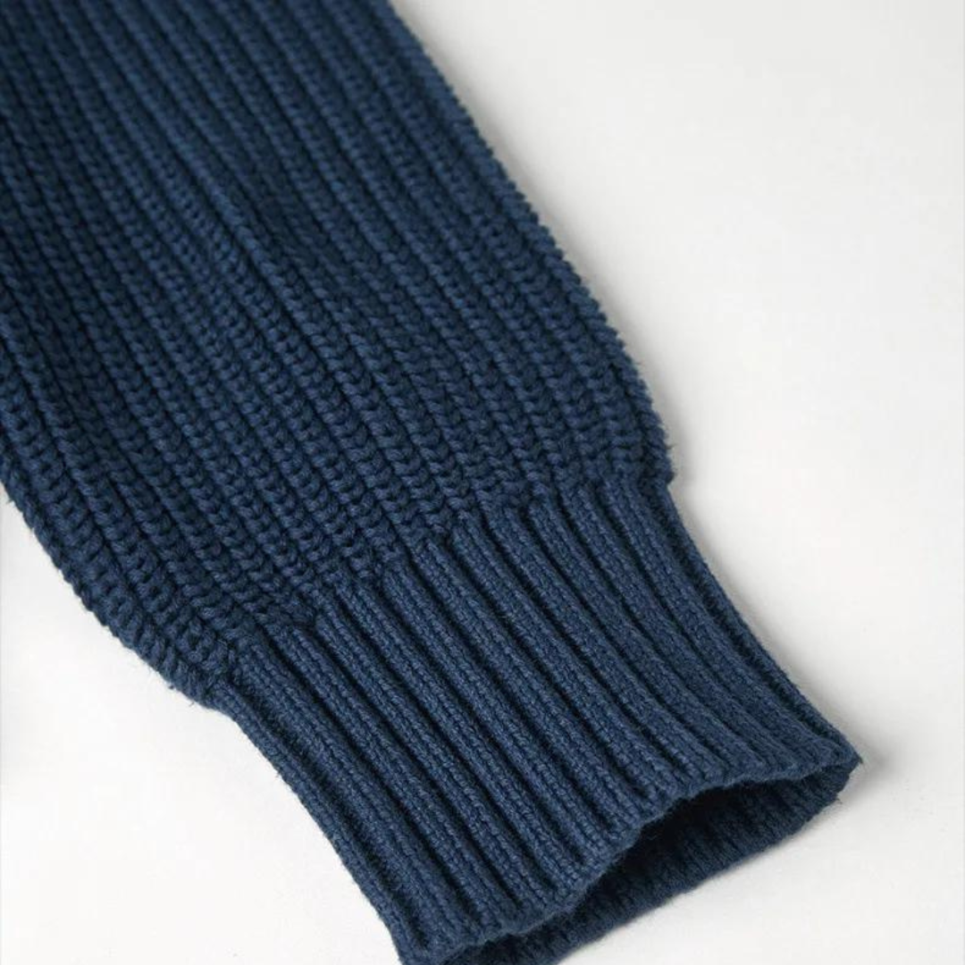 Men's Zip Neck Sweater with Horizontal Ribbed Texture