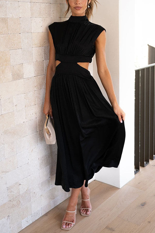Women's Cut-Out Midi Dress with Pockets – Summer Style
