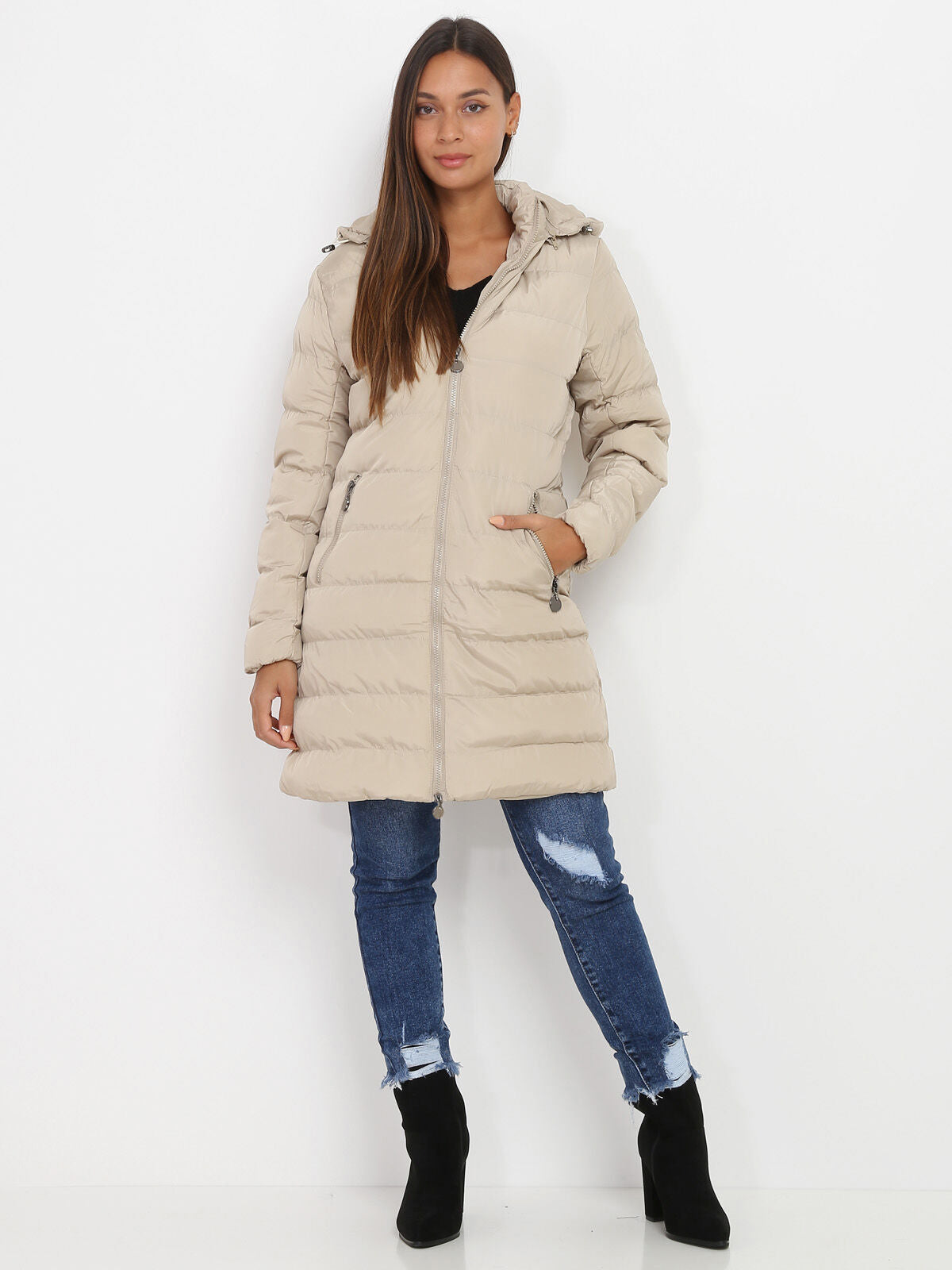 Women's Padded Winter Coat with Hood