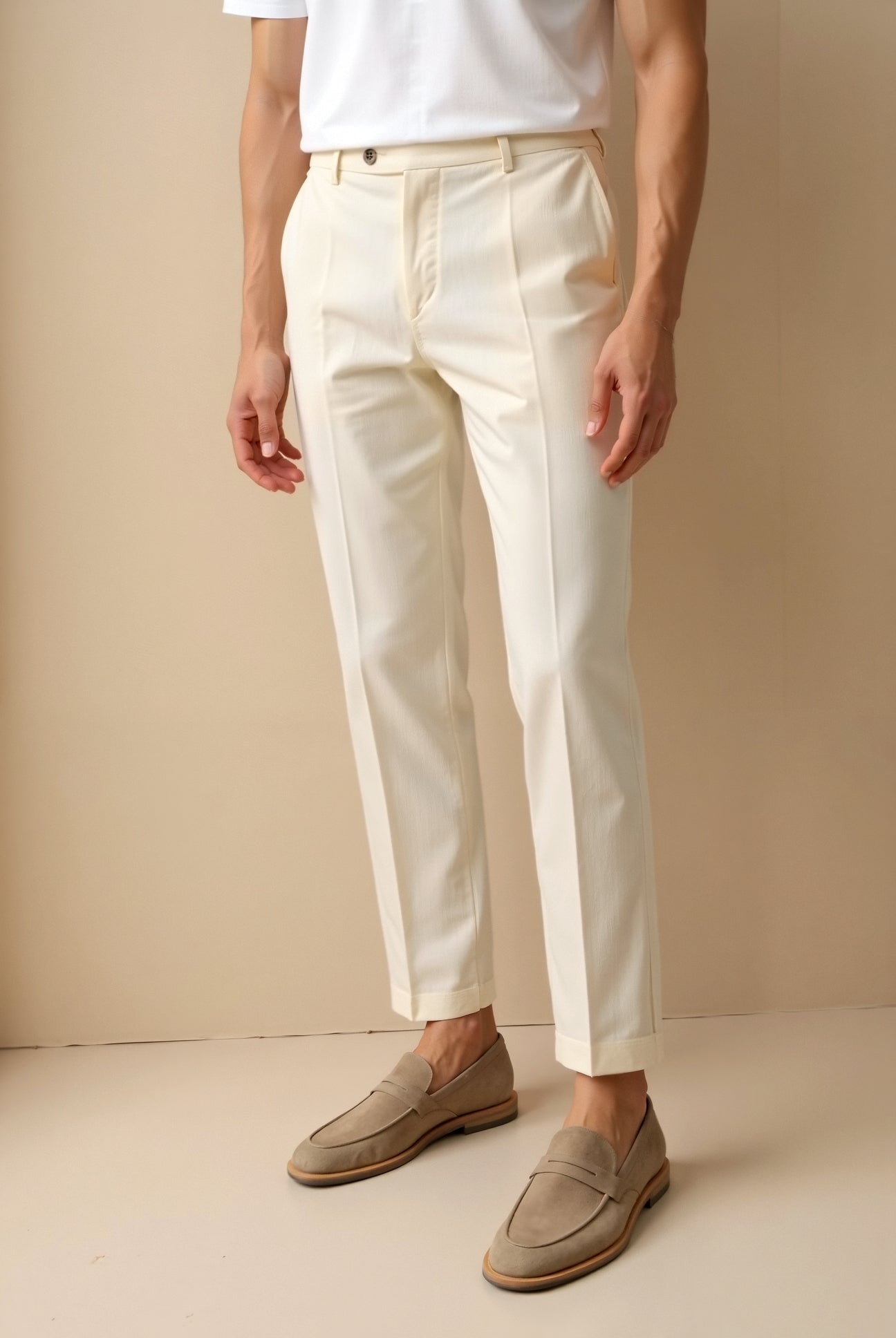 Women's Slim Ankle Trousers with Functional Pockets