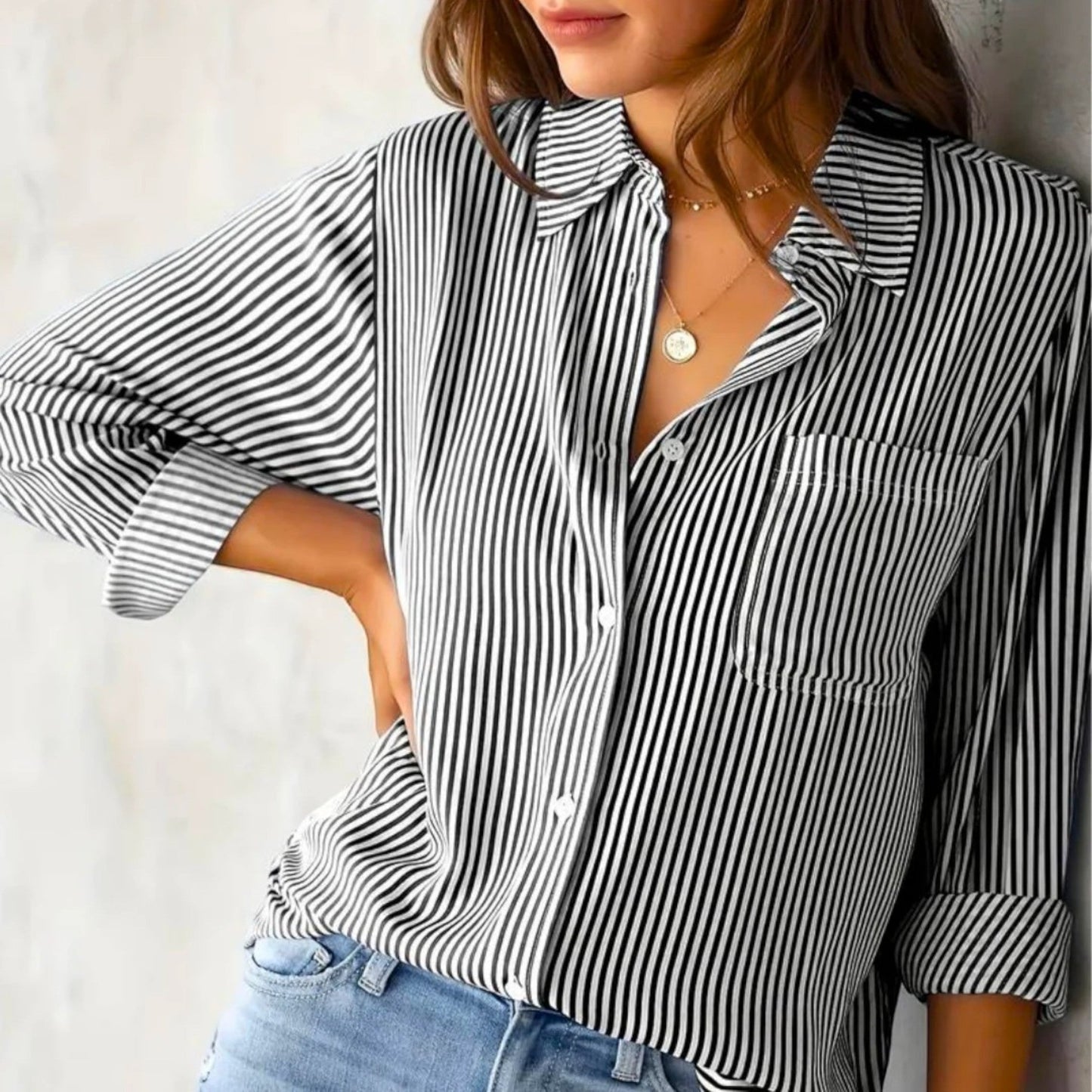 Women's Striped Long Sleeve Blouse