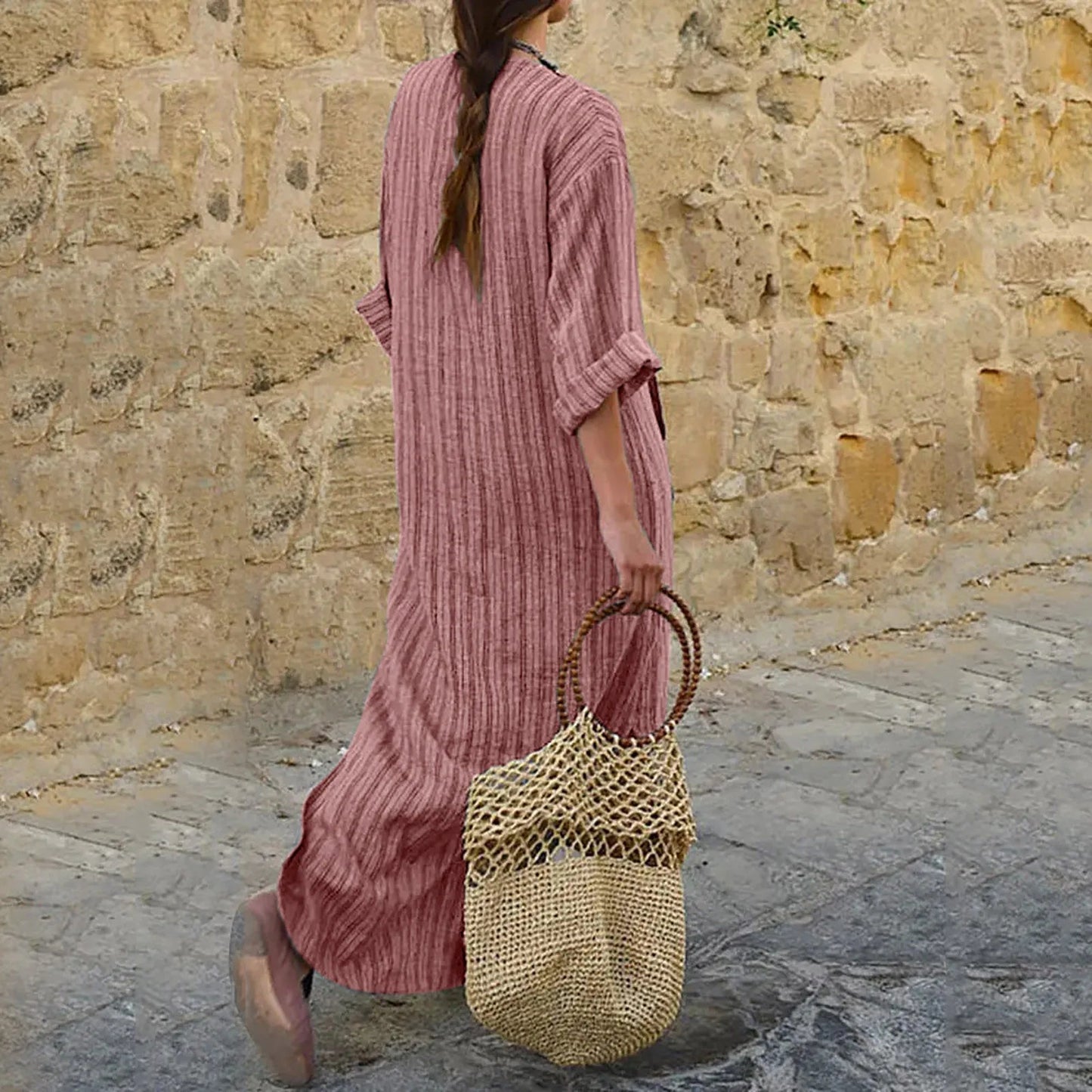 Women's Vintage Striped Maxi Dress