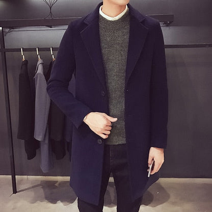 Men's 3-Button Wool Business Coat