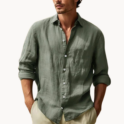 Men's Button-Down Dress Shirt - Long Sleeve Casual Top