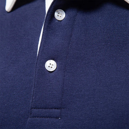 Men's Casual Polo Sweatshirt with Contrasting Collar