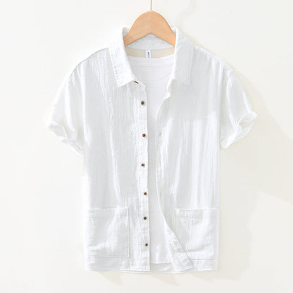 Men's Casual Short Sleeve Shirt with Patch Pockets
