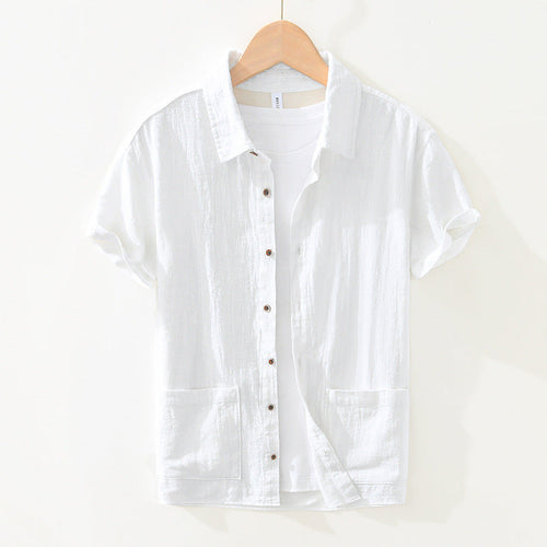 Men's Casual Short Sleeve Shirt with Patch Pockets