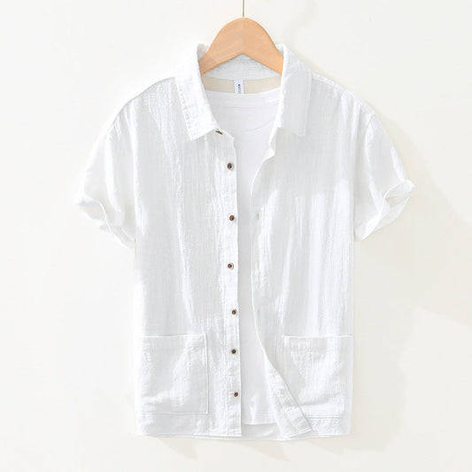 Men's Casual Short Sleeve Shirt with Patch Pockets