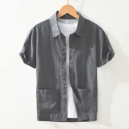 Men's Casual Short Sleeve Shirt with Patch Pockets