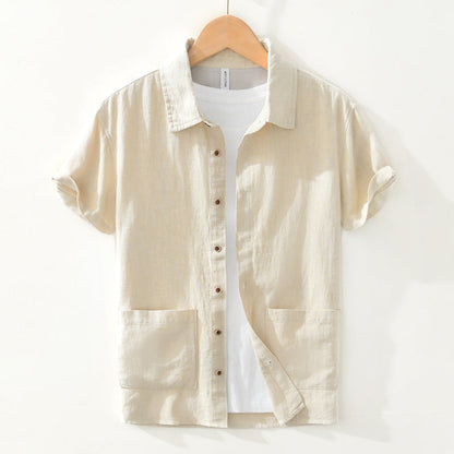 Men's Casual Short Sleeve Shirt with Patch Pockets
