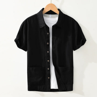 Men's Casual Short Sleeve Shirt with Patch Pockets