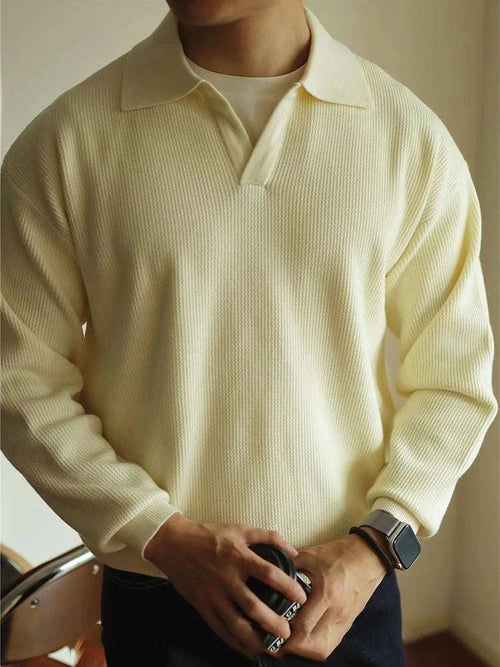 Men's Folded Collar Knit Sweater