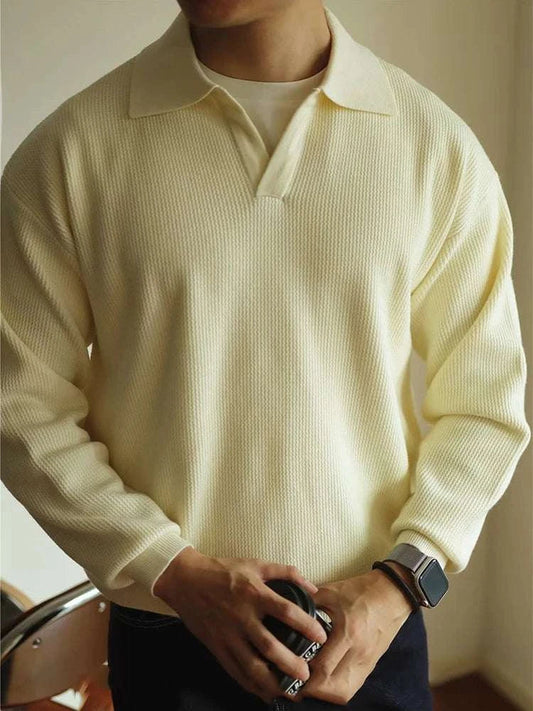 Men's Folded Collar Knit Sweater