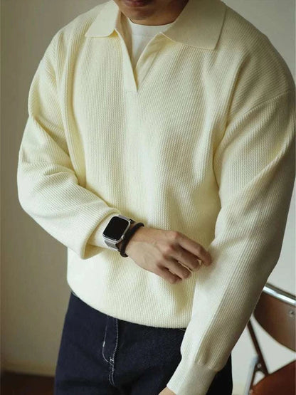 Men's Folded Collar Knit Sweater