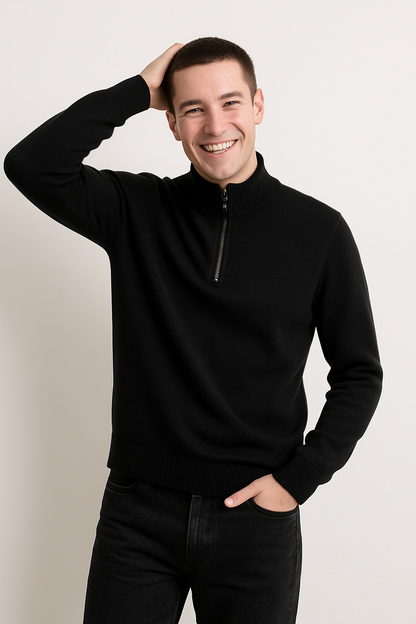 Men's Half Zip Sweater – Knit Pullover for Cool Weather