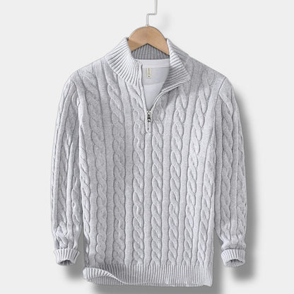 Men's Half Zip Sweater – Jacquard Knit Winter Style