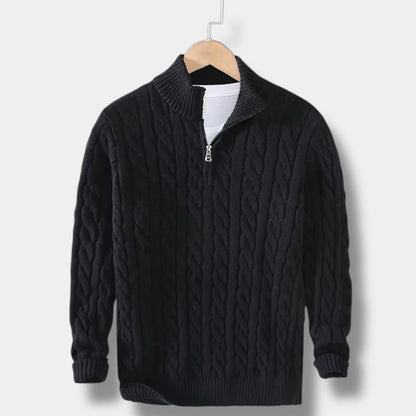 Men's Half Zip Sweater – Jacquard Knit Winter Style