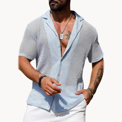 Men's Hollow Knit Short Sleeve Shirt