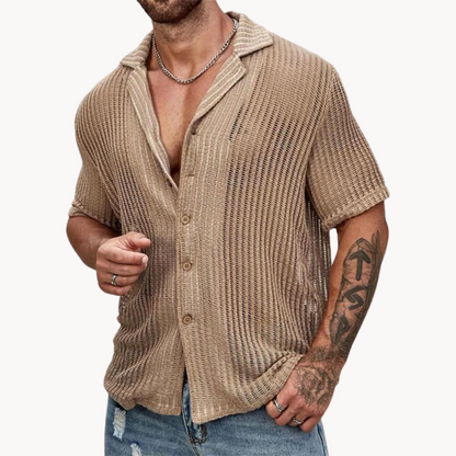 Men's Hollow Knit Short Sleeve Shirt