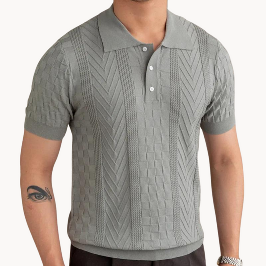Men's Jacquard Polo Shirt - Slim Fit Stylish Top