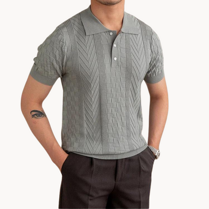 Men's Jacquard Polo Shirt - Slim Fit Stylish Top
