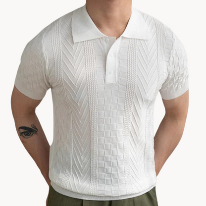 Men's Jacquard Polo Shirt - Slim Fit Stylish Top