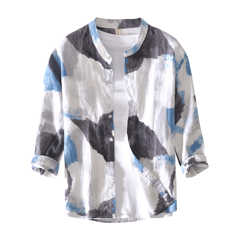 Men's Printed Linen Shirt – Summer Lightweight