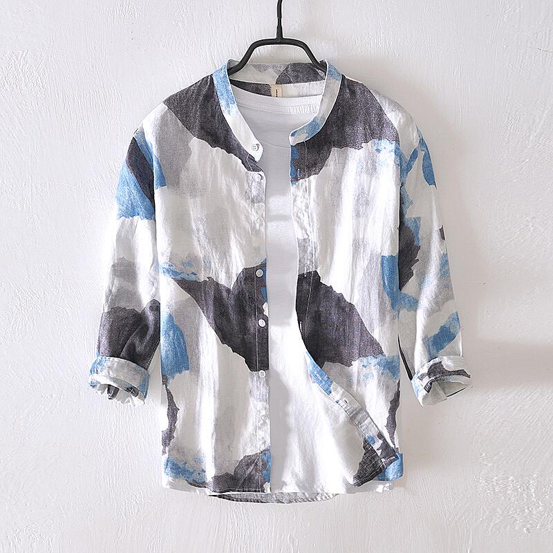 Men's Printed Linen Shirt – Summer Lightweight