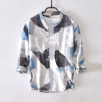Men's Printed Linen Shirt – Summer Lightweight