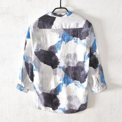 Men's Printed Linen Shirt – Summer Lightweight