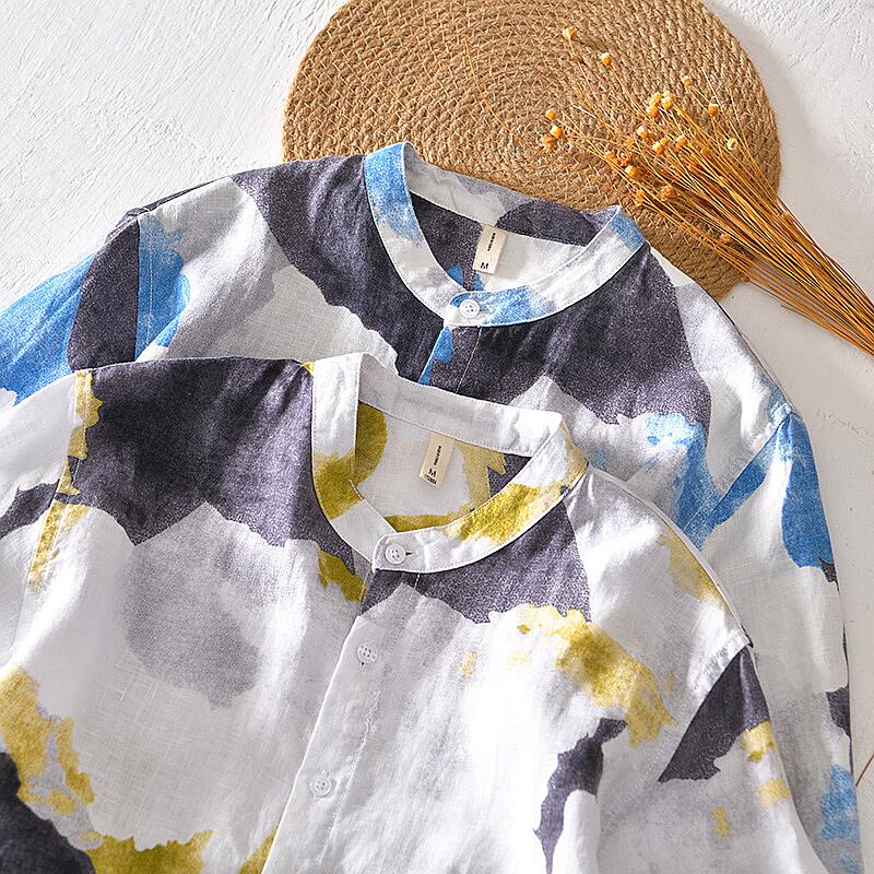 Men's Printed Linen Shirt – Summer Lightweight