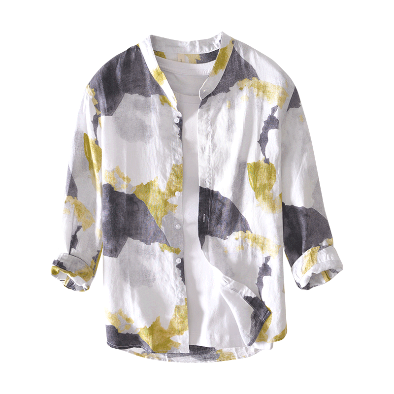 Men's Printed Linen Shirt – Summer Lightweight