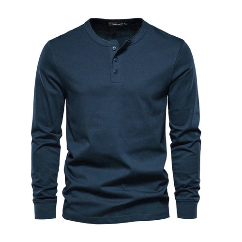 Men's Henley T-Shirt – Long Sleeve Casual Fit