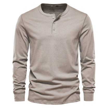 Men's Henley T-Shirt – Long Sleeve Casual Fit