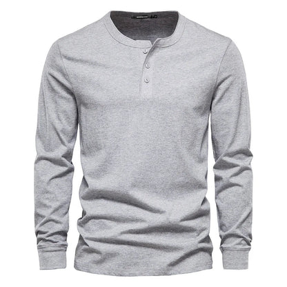 Men's Henley T-Shirt – Long Sleeve Casual Fit