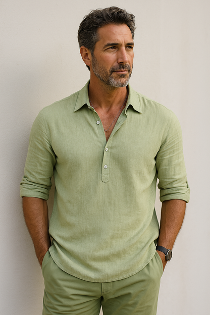 Men's Long Sleeve Linen Shirt