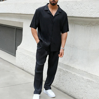 Men's Linen Lounge Set - Elegant Relaxed Fit Loungewear Set
