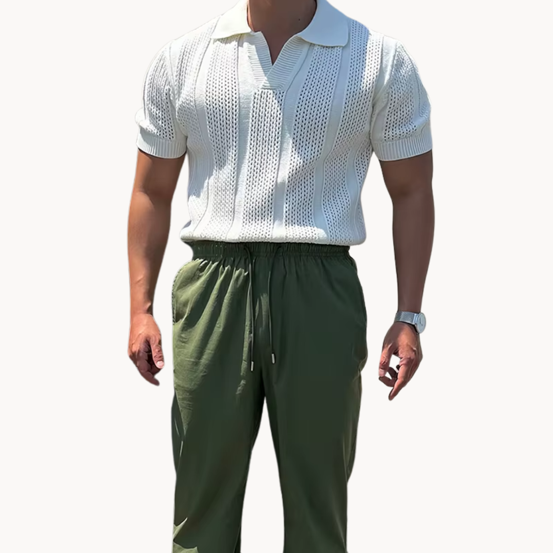 Men's Open Collar Mesh Shirt