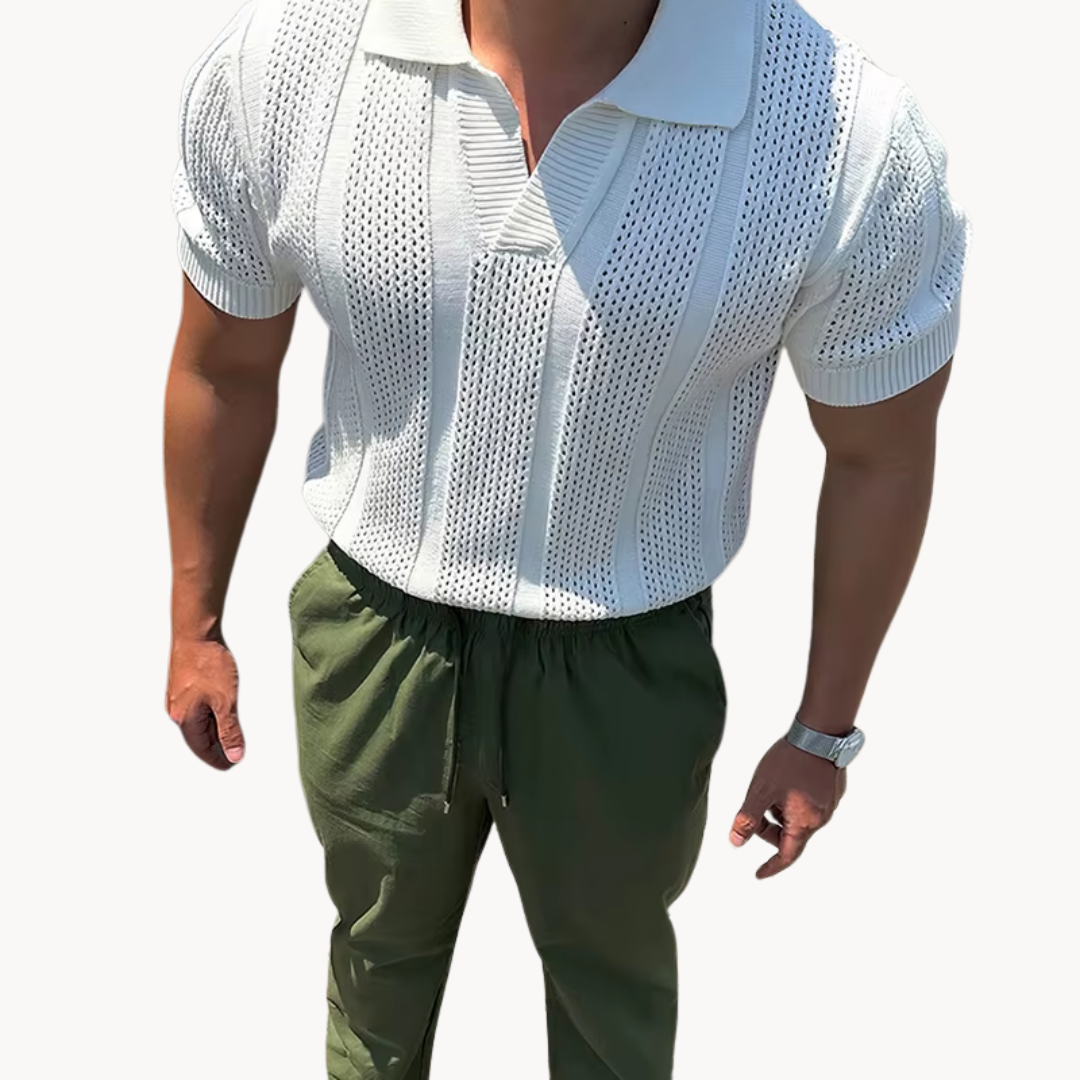 Men's Open Collar Mesh Shirt