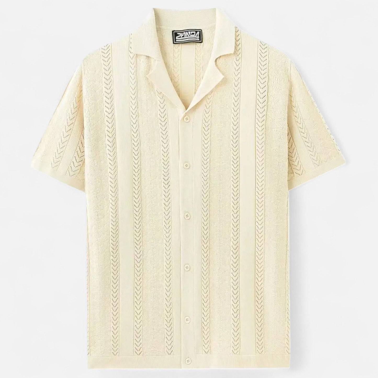Men's Patchwork Knit Shirt – Striped Casual Style