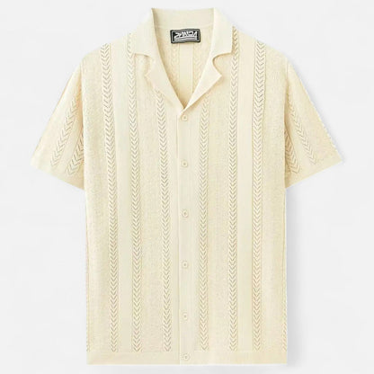 Men's Patchwork Knit Shirt – Striped Casual Style