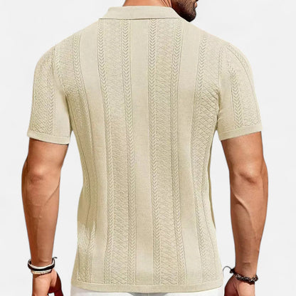 Men's Patchwork Knit Shirt – Striped Casual Style