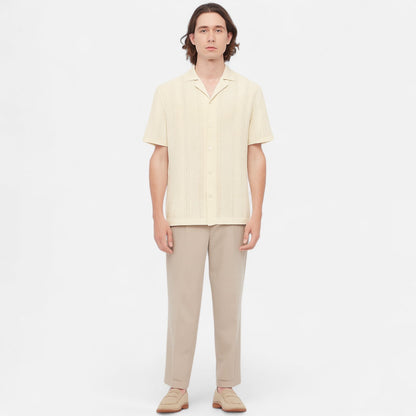 Men's Patchwork Knit Shirt – Striped Casual Style