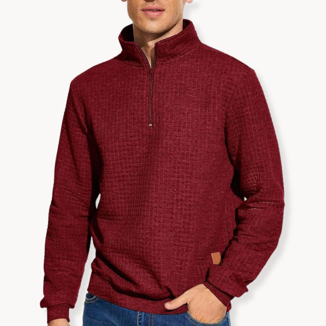 Men's Quarter Zip Sweater with Unique Pattern